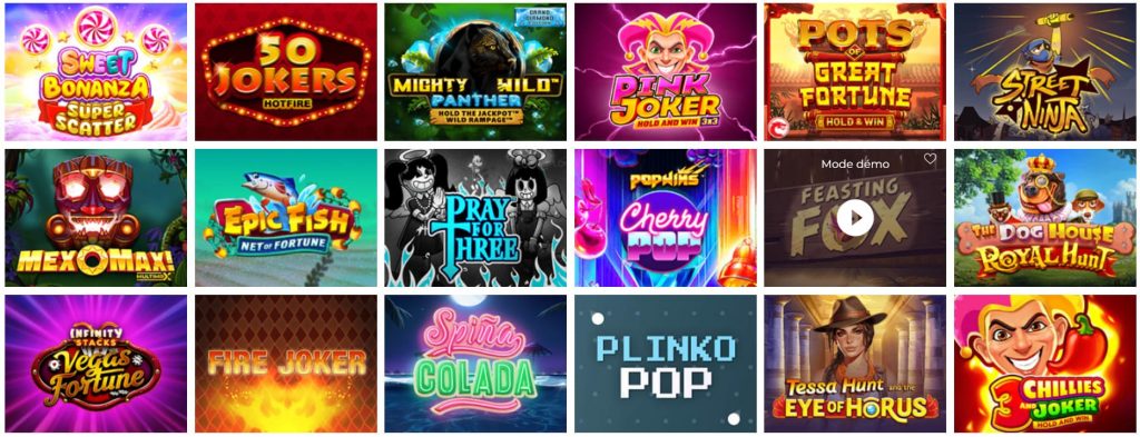 Sélection de jeux sur Magical Spin Casino