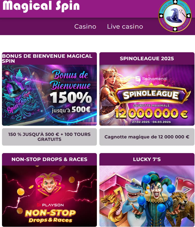 Live casino sur mobile Magical Spin